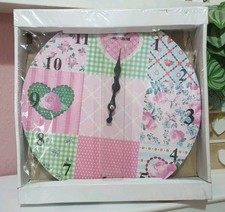 Vintage Wanduhr Blumen Rosen Patchwork Look 30 cm Landhausstil Retro Nostalgie