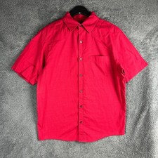 Mountain Hardwear Kurzarm Button Down Hemd Herren Medium Rot Tasche Wandern