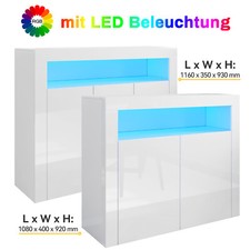 Kommode Sideboard mit LED Beleuchtung Wohnzimmer Standschrank Anrichte Küche