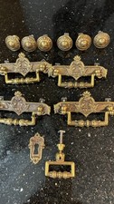 Set Beschläge für Möbel Messing Griffe Schlüssel Knaufe Vintage Stil