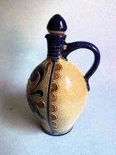 Vintage Steinzeugflasche Steingutkeramikkanne Öl-Essig-Henkel-Flasche Handarbeit