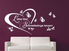 Wandtattoo Wandaufkleber Aufkleber Liebe ist.. Schmetterlinge tanzen lassen  W28