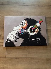 Pop-Art Schimpanse mit Kopfhörern – Leinwandbild