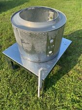 Chromstahl Waschmaschinentrommel mit 30 cm Edelstahlpodest, Feuerstelle, Fackel