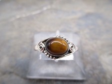 Damen Ring verziert 925 Sterlingsilber Tigerauge braun oval Rg 60/20