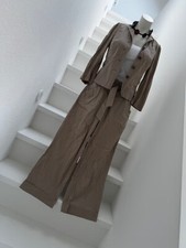 Edler Hosenanzug Jacke und Hose mit Stoffgürtel Gr. 36 Marlenehose