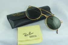 NOS! NEU! Vintage Ray Ban USA B&L Deco Metals Round G15 Arista Gold W1761 + case