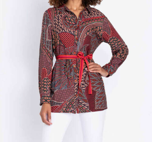 Longbluse rot bunt - gr.,