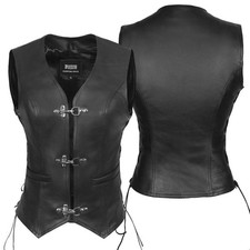 Damen Lederweste Schwarz