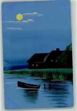 10637658 - handgemalt MMB Serie 429 Mondschein Wohnhaus Ruderboot