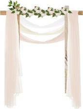 sourcing map Hochzeit Bogen Vorhang Stoff 26ft x 30" 3 Paneele Chiffon Stoff Vor