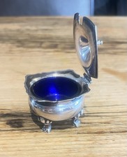 Senf/Salz oder Schmucktopf. Wunderschöner blauer Kobalt Glaseinsatz *wunderschön*