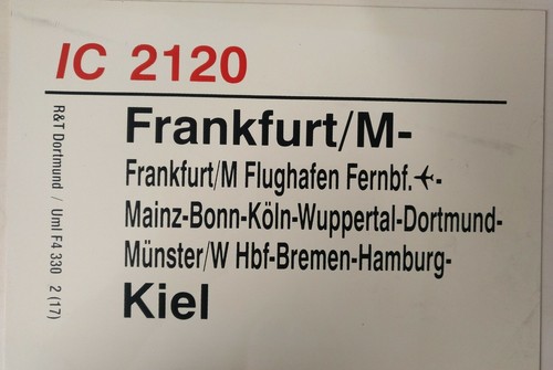 Zuglaufschild 21cm ic - zuglaufschild,