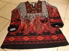 Kleid langarm Damen, kurz, Herbst/Winter, Folklore, rot/schwarz/gold/grau, XL, Q