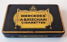 Schöne, alte Zigaretten Werbe Blechdose - MERCEDES A. BATSCHARI - um 1910 - rar