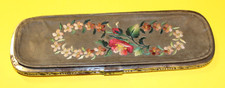 Altes Jugendstil Brillen Etui feine Blumen Stickerei leer 15,5x5cm Sammlerstück 