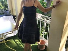 Hochwertiges Designer Cocktailkleid nach Model Alaia, Größe 36, nachtblau