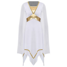 DE Damen Römerin Tunika Kleid mit Chiffon Umhang Griechische Göttin Kostüm