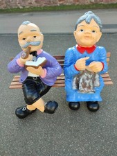 Oma und Opa auf der Bank XL Garten Deko Figur 60 cm Großeltern auf der Bank Neu