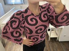 Zara Pullover Puffärmel Pink Rosa Muster Zebra