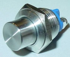 Klingeltaster 16mm, hoher Tasterkopf Schließer, 1-polig Edelstahl, 36V/3A, S152S