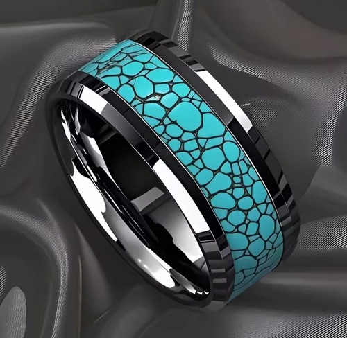 Ring edelstahl türkis schwarz - ring,