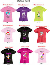 Mädchen T-Shirt Einschulung mit Name und Motiv, T-Shirt Mädchen Einschulung 