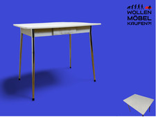WMK # Schöner kleiner Space Age Küchentisch mit pflegeleichter weißer Resopal Ti