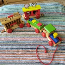 Holzzug Holz Eisenbahn - groß - Gesamtlänge ca. 70cm - Spielzeug