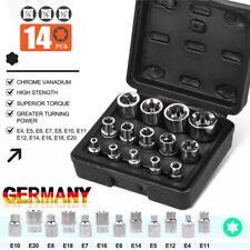 14x Torx Steckschlüssel Satz E4-E24 NÜSSE 1/2 3/8 Zoll AUßENTORX Nuss Stecknüsse