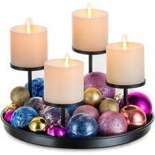 Adventskranz Metall schwarz modern Kerzenhalter Adventsteller Tischdeko Weihn...