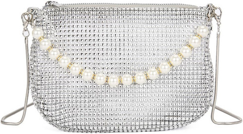 Silber strass clutch - silber,