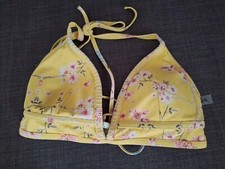 sunseeker Triangel  Bikini Oberteil Gr 36C/D gelb mit Blumen Häkelkante MixKini