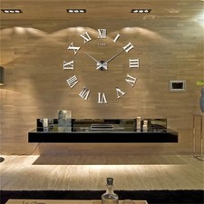 3D XXL Wanduhr 120 cm Silber