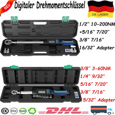 DIGITALER DREHMOMENTSCHLÜSSEL 3/8" 1/2'' 3-200NM DREHMOMENT WERKZEUG AUTO KFZ