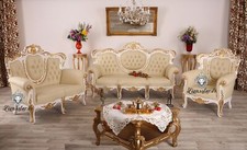 Sofagarnitur Weiß Gold