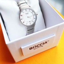 eleg. Quartz DAMEN ARMBANDUHR "Boccia Titanium", neue Batterie, Box, wie neu!
