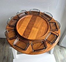 60er Retro Danish Design Teak Drehteller Kabarett Schalenkarussell " Digsmed "