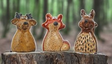 3-teiliges Set Dekofiguren „Waldtiere“ aus Keramik
