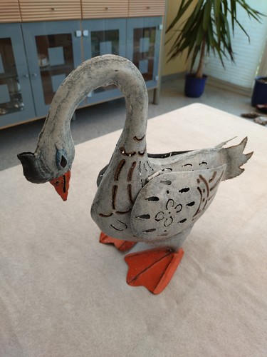 Deko schwan metallfigur 33cm - schwan,