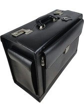 Alassio® Pilotenkoffer Leder Schwarz Business Koffer 46cm mit Zahlenschloss