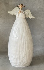 Deko Figur Statue Engel Fee Weiß Kunststein Weihnachten Modern Landhaus XL