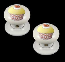 White porcelain Türknauf Set 60mm Gelb Cupcake Design