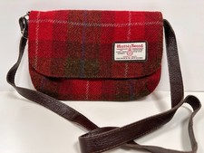 Harris Tweed - Schultertasche - Shoulder Bag - Handtasche - rot - kariert -braun