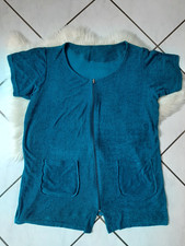 Damen dünner Bademantel Frotteekleid Handtuch Gr. L/XL türkisblau Reißverschluss