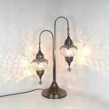Türkische 2-Kugel Rissglaslampe - Marokkanisch Mosaik Tiffany Stil Lampe