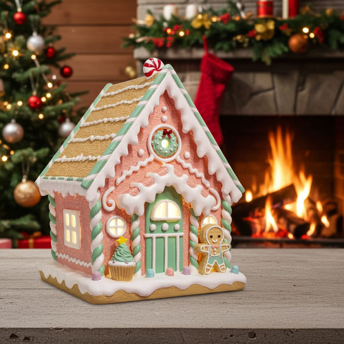 Led lebkuchenhaus 25cm - lebkuchenhaus, bunt