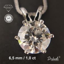 Halskette mit Moissanit Anhänger 1 ct, 2 ct oder 3ct,  Schmuck 925 Sterling