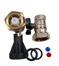 Pumpenkugelhahn Set 1" DN25 mit Schwerkraftbremse und Thermometer 