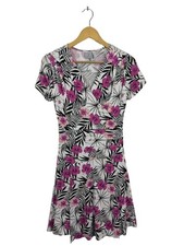 JOPESS Wickelkleid Damen Kleid Gr. DE 36 weiß-schwarz-pink Casual-Look